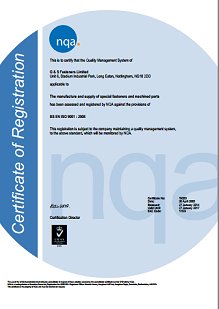 GS Fasteners NQA Certificate